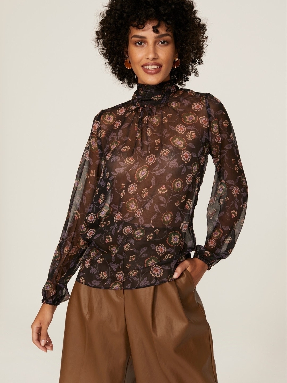 MISA Los Angeles Lulu Floral Tie Blouse 🌸 Romantic Sheer Boho Top XS